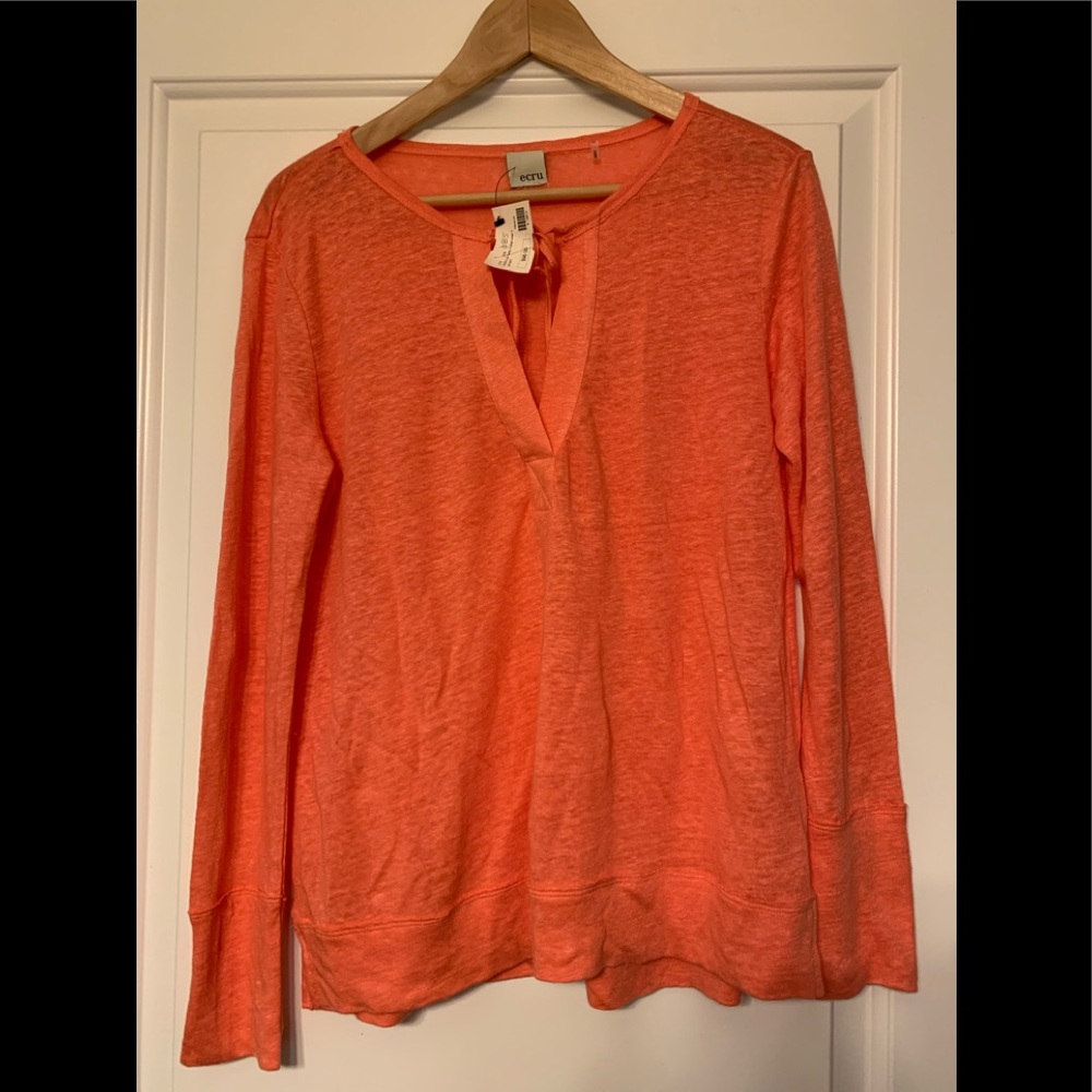 100% linen tangerine shirt